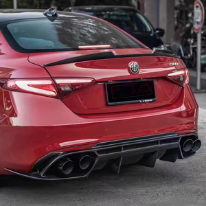 Puntas de escape de coche SYPES para 2017 + <span class=keywords><strong>Alfa</strong></span> Romeo Giulia Base Sedan 4 puertas arriba puntas de silenciador de boquilla doble de fibra de carbono de acero inoxidable - Product Image 4
