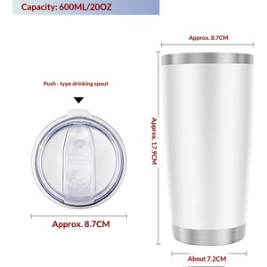 Mug de voyage isotherme en acier inoxydable de 20 oz avec paille, isolation sous vide à double paroi, impression de logo personnalisé, résistant aux chutes, portable - Product Image 2