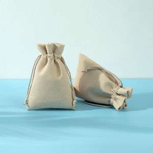 Bolsa de Joyería de Terciopelo con Cordón, Rectangular, Beige, 8x10cm 15x20cm, para Empaque de Pulseras, Empaque para Puntos de Venta - Product Image 3