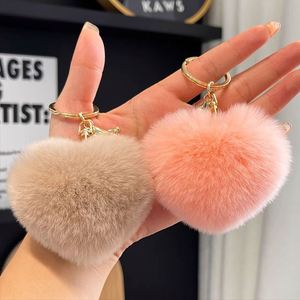 Faux Fur Keychain Fluffy Plush Heart Bag <b>Charm</b> Purse Handbag Pendant <b>Keyring</b> for Women - Product Image 1