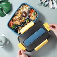 Boîte à bento rectangulaire 1,5 L avec 4 compartiments, clips de couvercle et plateau divisé pour enfants, école, bureau et préparation de repas - Vente en gros