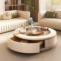 Table basse en verre trempé couleur crème de luxe, haute résistance et écologique, accent moderne idéal pour les petits salons.