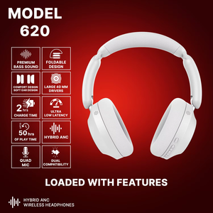 Auriculares inalámbricos KYPTEC 620 Hybrid ANC con cancelación activa de ruido, carga rápida y controladores potentes - Product Image 3