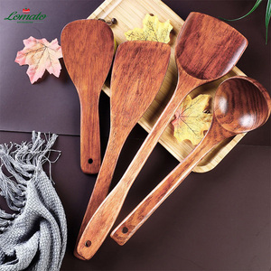 Nhật Bản Phong Cách Hộ Gia Đình Handmade Gỗ Tếch Nhà Bếp Đồ Dùng Đặt Dài Xử Lý Bằng Gỗ Thìa Thìa Cho Nấu Ăn - Product Image 2