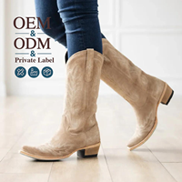 CHENO OEM ODM Bottes de cowgirl en daim végétalien brodé, style western, pour femmes, fabricant