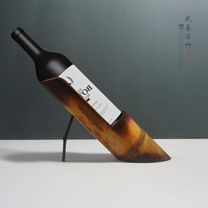Bamboo Wine Rack Boat Shape 9-10*27 Simple Style For Party Storage - Product Image 2