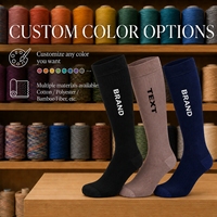 Chaussettes de compression unisexes mi-hautes pour l'automne, avec logo personnalisé sur le bord, respirantes, en fibre de bambou écologique, couleur unie, tricotées