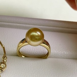 Bague en argent pur 925 avec perle naturelle ronde de 10-11 mm, design en or massif, aspect argent épais et sans défaut - Product Image 3