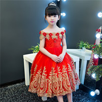 E2woo Nouvelle robe de soirée longue pour filles, à une épaule, brodée de fleurs rouges, style princesse, printemps-été
