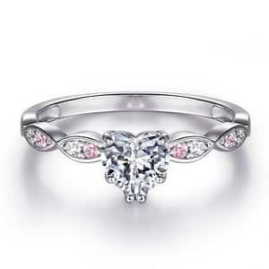 Bijoux Grace Belle Girlish Papillon Forme Grand Zircon Rose Pierre Précieuse Mignon 925 Bague de Fiançailles en Argent Sterling pour les Femmes - Product Image 5