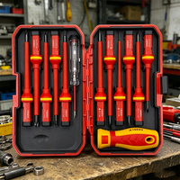 Juego de Destornilladores Aislados Profesionales con Probador de Voltaje en Estuche Resistente para Electricistas, Reparaciones del Hogar y Mantenimiento Automotriz