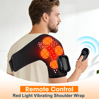 Masseur d'épaule sans fil 660nm 850nm avec 4 moteurs, massage par vibration, coussin chauffant pour l'épaule, télécommande, logo personnalisé