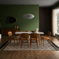 Mobilier de salle à manger moderne et luxueux pour maison Base en bois de chêne massif Table à manger en marbre Ensemble de 6 chaises