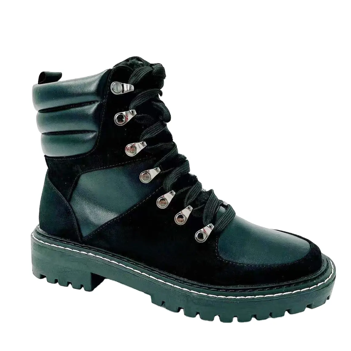 Botas de senderismo antideslizantes para mujer, Botines de cuero sintético negro con estilo, para invierno