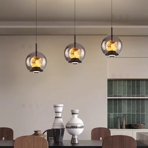 Lámpara colgante de cristal moderna, redonda, E27, LED, para comedor, dormitorio, salón de té, iluminación de techo - Product Image 1