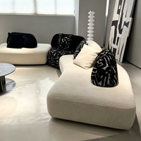 Ensemble de canapés en tissu chenille bouclé - Canapé modulaire en forme de U pour villa avec housse amovible, résistant aux rayures, design moderne et luxueux