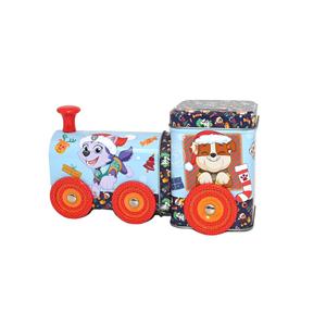 Boîte de rangement en fer blanc personnalisée et recyclable, en forme de train de dessin animé, pour pièces de monnaie, collations et jouets pour enfants, idéale pour Noël, les anniversaires et les cadeaux de fêtes - Product Image 1