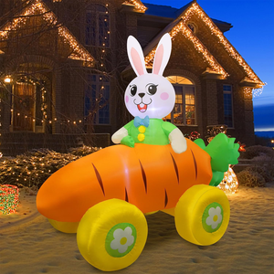 Easter gonfiabili Bunny carrelli di carote con uova di pasqua decorazione per bambini regali resurrezione coniglio gonfiabile auto giocattolo - Product Image 3