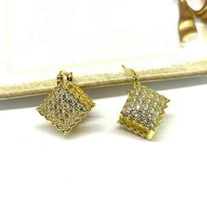 Geometric <b>Stud</b> <b>Earrings</b> Gold And Silver Micro Insert Zircon Double Sided Rhombus Party Jewelry - Product Image 3