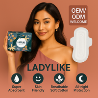 Serviettes hygiéniques jetables OEM en coton respirant super absorbantes pour femmes avec ailettes, certifiées ISO9001