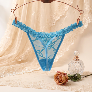 Culotte string sexy en dentelle florale, maille transparente, taille basse, lingerie féminine respirante, grande taille, culotte T-back, vente en gros - Product Image 3
