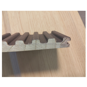 Nouvelle arrivée <span class=keywords><strong>MDF</strong></span> sculpté avec grain de bois placage de PVC Panneaux muraux à lattes revêtus de PVC Panneau de <span class=keywords><strong>baguette</strong></span> magique de 4 pieds pour appartement et villas - Product Image 1