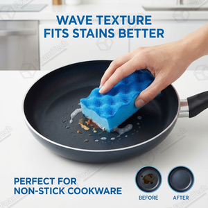 Esponja <span class=keywords><strong>de</strong></span> Limpieza para Ollas y Sartenes Antiadherente, Textura Ondulada Sin Rayones, Limpiador <span class=keywords><strong>de</strong></span> Cocina <span class=keywords><strong>de</strong></span> Doble Cara - Product Image 5