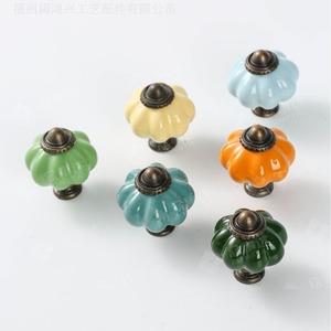 <b>Ceramic</b> Pumpkin Furniture <b>Knobs</b> Colorful European Style Wardrobe Drawer Handles Durable Novelty Shape - Product Image 4