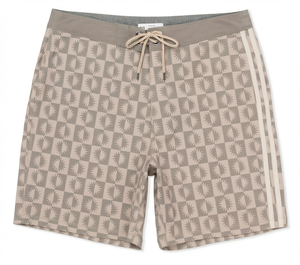Shorts de bain à carreaux pour hommes avec bande latérale, séchage rapide, cordon de serrage à la taille, en polyester tissé, pour la plage - Product Image 1