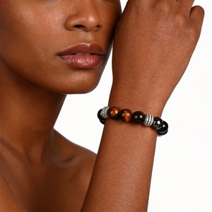 Nuovi Bracciali con Perle di Occhio di Tigre ed <span class=keywords><strong>Ematite</strong></span> da 8mm, Gioielli in Pietra <span class=keywords><strong>Naturale</strong></span> per Uomo e Donna - Product Image 5