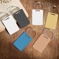 Étiquette de bagage rectangulaire vierge en acier inoxydable plaqué or 18 carats, personnalisable au laser avec logo et nom, pour hommes et femmes, vente en gros