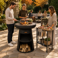Fournitures de jardin - Brasero Plancha de 36 pouces facilement assemblable, en acier, pour cuisson au bois, avec cendrier, pour l'extérieur