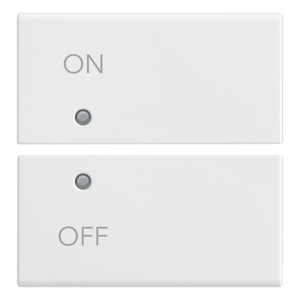 Two Half Buttons 2M ON OFF Symbols White Wall <b>Switches</b> 6.5 In Length 1 In Height - Product Image 1