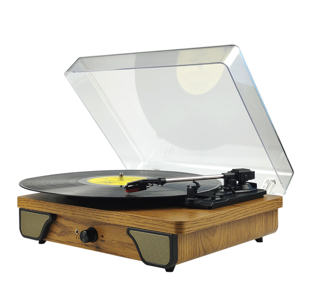 Hot Sell Vintage Vinyl Record Player BT and AUX Stereo System Record Player Speaker Retro Style