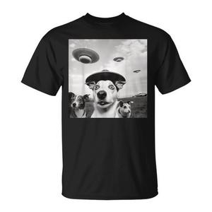 T-shirt Ufo Dog Alien Spaceship, maglietta promozionale da uomo nera - Product Image 1