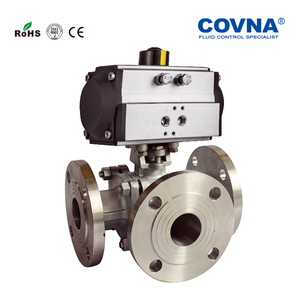 COVNA Commande Urgente Vanne à boisseau sphérique à simple action 3 voies, actionnée par air, DN50 à brides HK55-TF, Vanne à boisseau sphérique pneumatique - Product Image 6