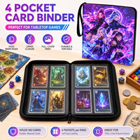 Classeur de cartes personnalisé à 4 pochettes avec fermeture éclair, pages fixes, album en PU pour cartes de jeu de table, rangement de cartes à collectionner, capacité de 160 cartes