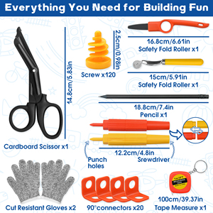 Kit de Construcción de Cartón - 150 Piezas de Herramientas de Corte para Niños, Juguetes Educativos STEM, Regalo para Proyectos de Bricolaje para Niños y Niñas - Product Image 2