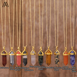 Colgante de punto de cristal pequeño, colgante de cuentas hexagonales dobles, collar de energía curativa, regalos de chakras - Product Image 4