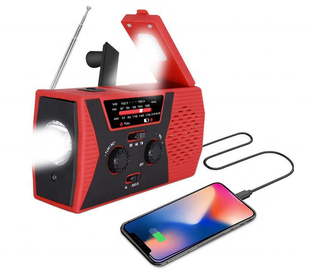 Solar Emergency Radio 2000mAh Weather Radios with Hand Crank Solar Charging LED Flashlight SOS Alarm Portable Power Bank