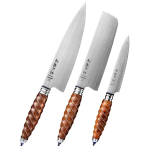 High Quality Kitchen Chef Knife Set M390 Powder Steel Knives with Luxury Desert ironwood Handle Super Sharp