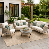 Ensemble de meubles de jardin confortables et modernes en rotin résistant aux UV pour l'extérieur, au bord de la piscine, pour la terrasse, canapé de conversation