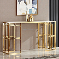 Diskon Besar Meja Konsol Atas Marmer Persegi Stainless Steel Furnitur Dalam Ruangan Rumah