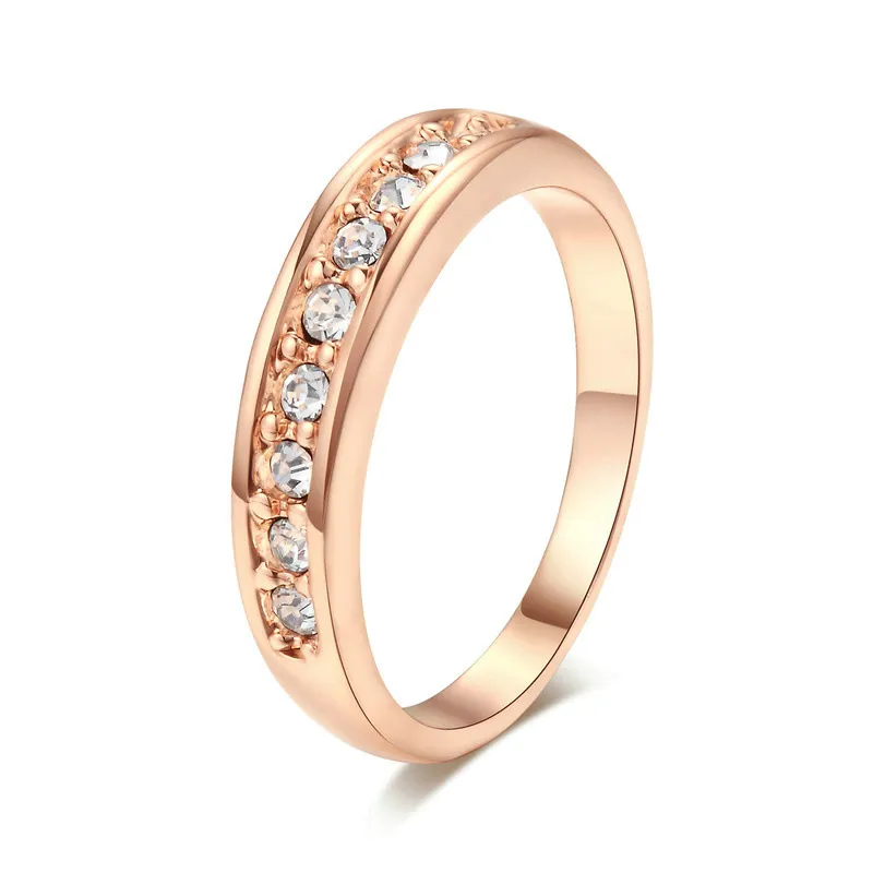 Rose Gold Plating Single Row Diamend Rings Genuine Austrian Crystal Cubic Zirconia Rings