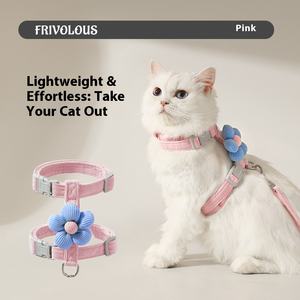 Offre Spéciale de haute qualité et de sécurité laisse de chat fleur laisse pour animaux de compagnie en forme de I ensemble laisse de petit chien applicable - Product Image 6