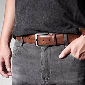 Cinturón <span class=keywords><strong>de</strong></span> Cuero Vacuno Vintage Personalizado con Hebilla Automática <span class=keywords><strong>de</strong></span> Aleación, Estilo Retro Casual <span class=keywords><strong>de</strong></span> Negocios para Hombres Mayores, Compatible con Jeans, ODM - Product Image 4