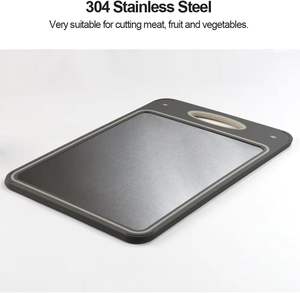 Planche à découper en acier inoxydable et en paille de blé 304, double face 2-en-1 pour la cuisine (vente en gros) - Product Image 6