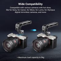 Poignée supérieure légère avec griffe porte-accessoires, compatible cage de caméra DSLR, poignée universelle avec 5 adaptateurs griffe porte-accessoires et griffe porte-accessoires