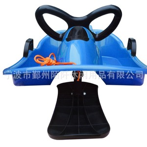 Luge pour enfants avec volant et freins, bleu royal, durable pour les jeux d'hiver - Product Image 1