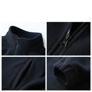 Wholesale Heavyweight <b>Zip</b>-<b>up</b> Stand Collar <b>Fleece</b> Sweatshirts Jacket Winter High Quality Embroidered Shearling Jacket <b>Men</b> - Product Image 2